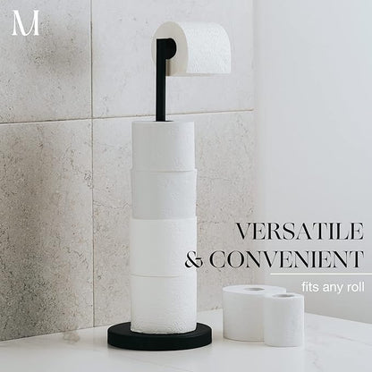 Marmolux Acc - Free Standing Toilet Paper Holder 1pc - Bathroom Storage for 4 Rolls of Tissue Modern Stainless Steel Matte Black Toilet Paper Holder. - Tp Holder Stand