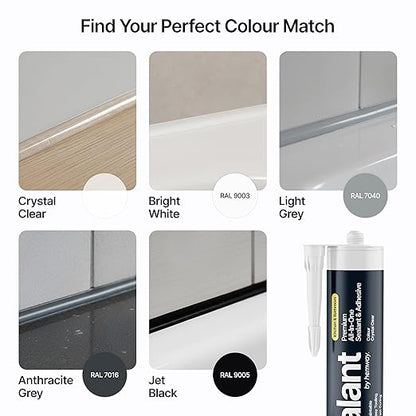 Crystal Clear Kitchen & Bathroom Sealant & Adhesive Hybrid Polymer | Superior to Silicone Caulk Sealant | Waterproof, Odorless, Paintable | Ideal for Around Bathtub, Shower, Kitchen - 300ml 3 Pack