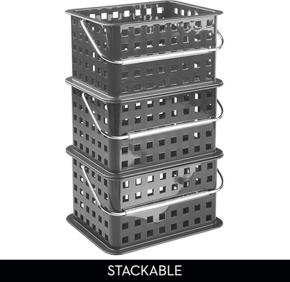 iDesign Plastic Shower Caddy Basket with Handle for Bathroom or College Dorm - Gray - Made in USA