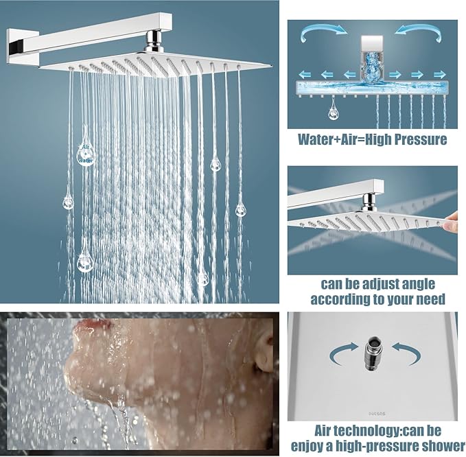 Aolemi Shower Faucet Set Rain Shower System with Handheld Spray Bathroom Shower Combo Rough-in Valve and Shower Trim Kit Included Polish Chrom 10 Inch Wall Mount Shower Head