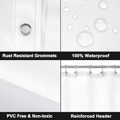 Barossa Design Long Shower Curtain Liner with 6 Magnets - 72" x 78", Waterproof PEVA Shower Liner for Bath Tub, PVC Free, Metal Grommets - Frost, 72x78
