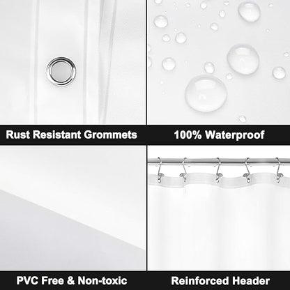 Barossa Design Extra Long Shower Curtain Liner with 6 Magnets - 72" x 84" XL, Waterproof PEVA Shower Liner for Bathroom, PVC Free, Metal Grommets - Frost, 72x84