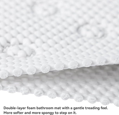 Double Layer Foam Non Slip Bathtub Mat 37x17in, More Comfortable and Thicker Tub Mat Than Ordinary Foam Shower Mat, Bath Mat for Tub with Suction for Comfort and Safety (White, 36'' x 17'')