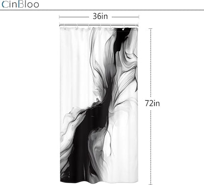 Cinbloo Small Stall Narrow RV Shower Curtain 36Wx72H Black and White Marble Abstract Modern Ombre Grey Grey Bathroom Curtain Set Minimalist Chic Simple Cool Neutral Bath Bathroom Accessories Decor