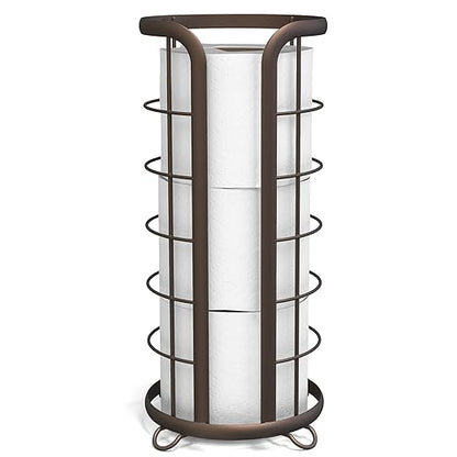 BROOKSTONE, Bronze Toilet Paper Holder, Freestanding Bathroom Tissue Organizer, Minimalistic Storage Solution, Modern & Stylish Design [Holds MEGA Rolls]