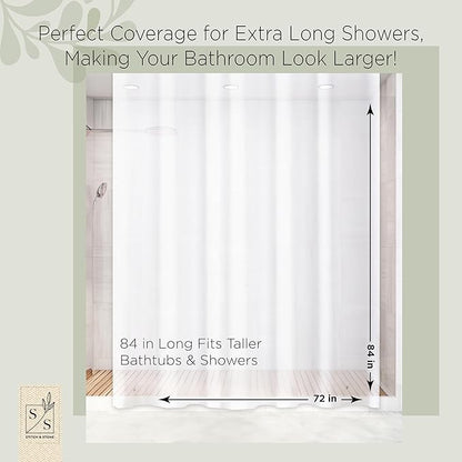 Stitch & Stone Shower Curtain Liner, Premium Medium Weight Durable Waterproof 6g PEVA for Bathroom with Weighted Magnets, Extra Long 72" x 84", Frosty 1 Pack