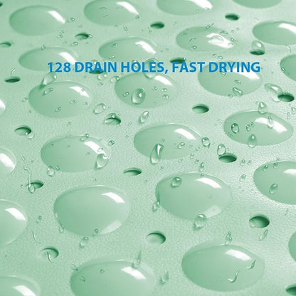 AmazerBath Bath Tub Mat, Medium Size 27.6 x 15 Inches Non-Slip Shower Mats with Suction Cups and Drain Holes, Bathroom Bathtub Mats Machine Washable (Mint Green)