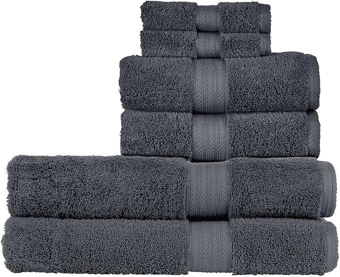 Christy Renaissance 6 Piece Gray Towel Set | 100% Egyptian Cotton | Luxury Bathroom Towels | Soft and Super Absorbent | 675 GSM | 2 Bath Sheet 2 Hand 2 Face | Ash Gray