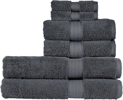 Christy Renaissance 6 Piece Gray Towel Set | 100% Egyptian Cotton | Luxury Bathroom Towels | Soft and Super Absorbent | 675 GSM | 2 Bath Sheet 2 Hand 2 Face | Ash Gray