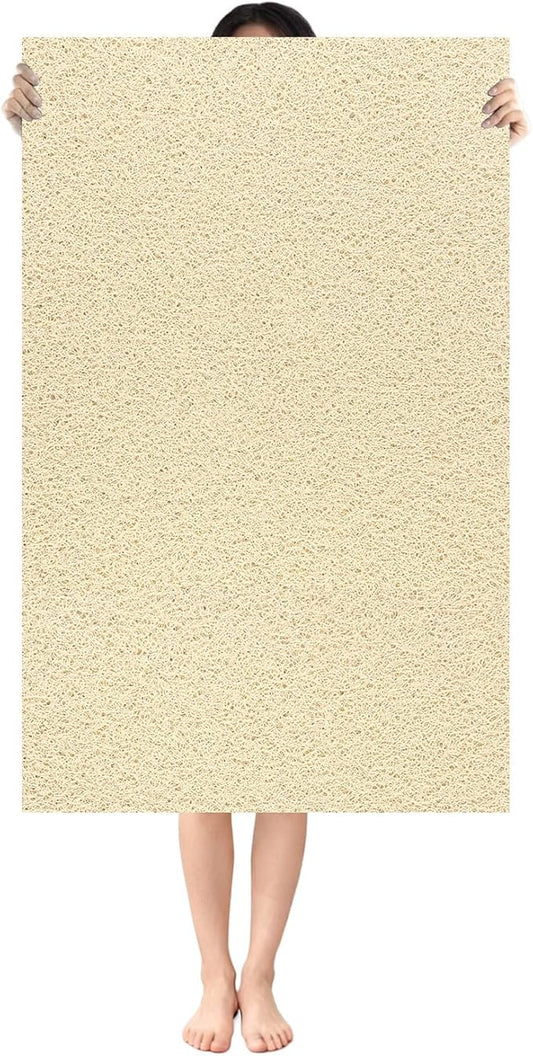 Shower Mat Non Slip: 47.2 x 31.5 Inch Extra Large Shower Mats for Inside Shower with Drain Hole - Soft PVC Loofah Anti Slip Shower Stall Mat for Walk-in Shower and Bathroom, Quick Drying