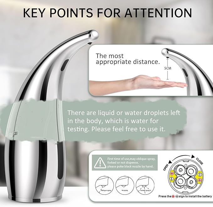 Automatic Liquid Soap Dispenser,2 Pack 300ML Touchless 4 Gear Adjustable,Countertop Electric Battery Operated Hand Soap Dispenser with Sensor for Bathroom,Kitchen,Office（Silver）