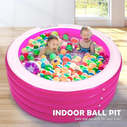 Biange Blow Up Pool, 72" X 30" Deep Round Inflatable Swimming Adult Pool, Backyard Inflatable Pool for Kids Swimming, Pink