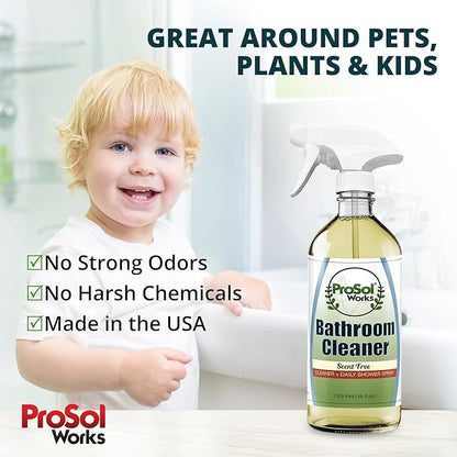 Bathroom Cleaner 16 oz - Daily Cleaning Spray for Shower Curtain, Sink, Shower, Tile, Bathtub, & Toilet Bowl Cleaners Revealing Natural Shine & Refreshing Scent- Safe on All Surface