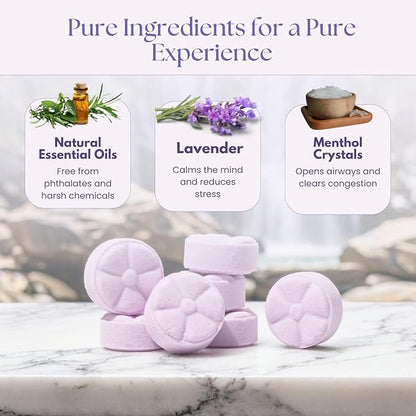 TLG Slumbers Shower Steamers Aromatherapy 7 Pack – USA Made with Extra Menthol, Lavender Essential Oil – Relaxing Shower Bombs for Sleep, Stress Relief & Spa – Gift for Men & Women