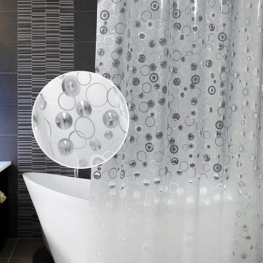AooHome Plastic Narrow Shower Curtain Liner - EVA 3D Circle Pattern Design Bathroom Shower Curtain with Hooks, Bottom Magnets, 10G Heavy Duty, Water Repellent, Semi Transparent, 54x72 Inch