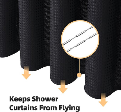 LaCyan 3 in 1 Waterproof Waffle Weave Shower Curtain and Clear Liner Set with 12 Stainless Steel Hooks Double Sided for Bathroom 72 Inches Heavy Duty Polyester Fabric Shower Curtains 72x84
