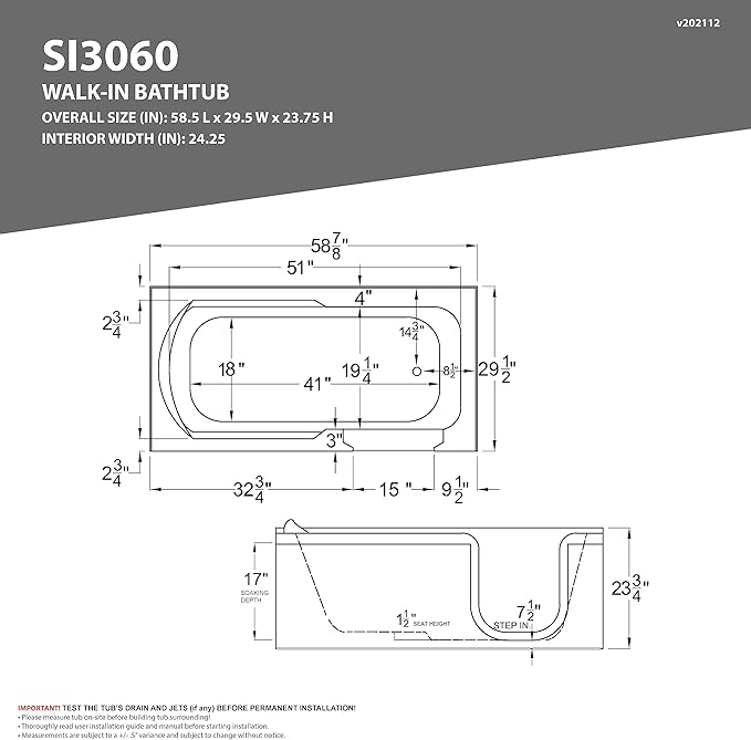 ANZZI Wide Opening Door Right Drain Step-In Walk-In Whirlpool Tub with Low Entry Threshold in White Finish 30 in. x 60 in. | AMZ3060SIRWH