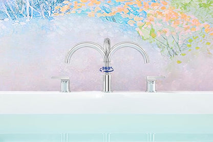 SITGES Chrome High-Arc Bathtub Faucet,Solid Brass,2-Handle Deck Mount Tub Faucet,3-Hole Roman Bath Tub Faucet Set with Valve