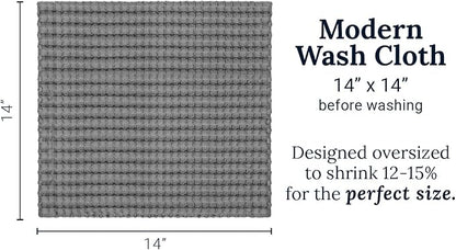 GILDEN TREE Waffle Bath Towels Wash Cloths for Showering, Exfoliating Washcloth Quick Dry Towel, Face Towels for Washing Face Cotton Washcloths Set of 4, Modern Style (Slate)