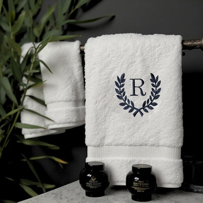 Decorative and Monogrammed Hand Towels for Bathroom Kitchen Makeup | Personalized Gift for Wedding-Bridal | Roman Font Custom Luxury Turkish Towel | Spa Collection, Oversized, 16 X 30 Inch, Set of 2