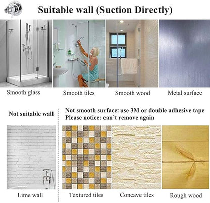 JiePai Vacuum Suction Cup Shower Head Holder,Adhesive Suction Handheld Shower Holder Bracket,Removable Wall Mount Holder for Bathroom,Chrome