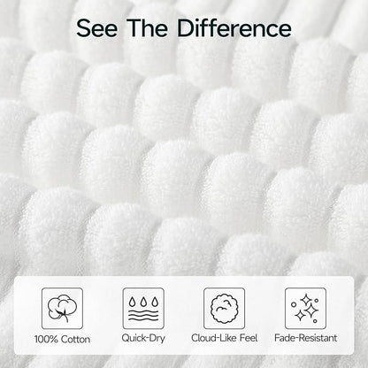 REDKISS 2 Pack Large Bath Towels 31×63 inches, 100% Cotton, Super Soft and Absorbent, Quick-Dry Towels, Perfect for Bathroom,Plush Shower Towels-White