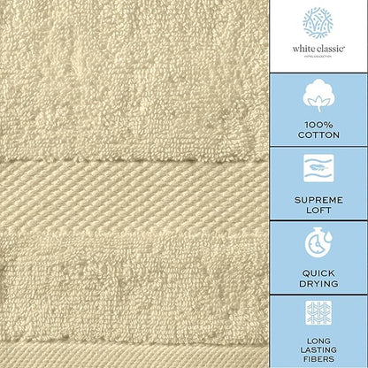 White Classic Luxury Soft Beige Bath Sheet Towels - 650 GSM Cotton Luxury Bath Towels Extra Large 35x70 | Highly Absorbent and Quick Dry | Hotel Collection Extra Large Bath Towels Oversized, 2 Pack