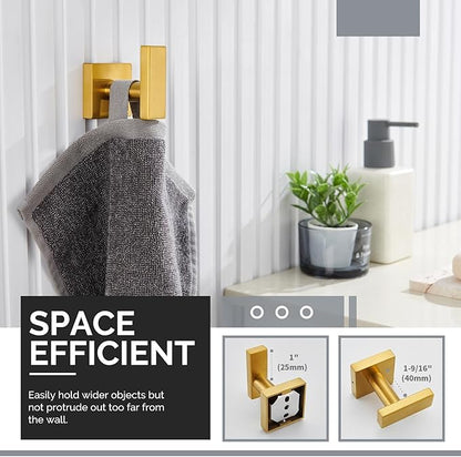 Angle Simple Towel Hook for Bathroom, SUS 304 Stainless Steel Robe Coat Hook for Wall, Hand Towel Holder, Brassy Gold