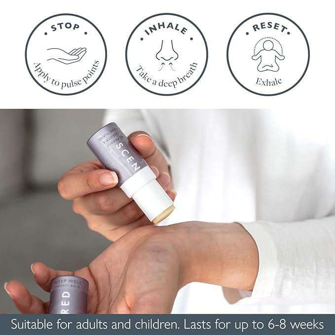 Scentered Aromatherapy Balm Stick - Sleep Well Lavender Essential Oil Roll On to Help Sleep - Natural Sleep Aid with Palmarosa & Ylang Ylang - Self-Care Stocking Stuffers for Women