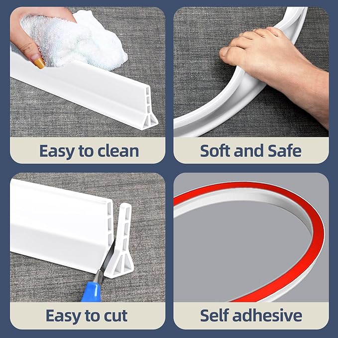 (Upgraded) BLAUESGAS 3” High Collapsible Shower Threshold Water Dam 39 Inch Shower Barrier Water Stopper Shower Water Guard Dry and Wet Separation for Bathroom Kitchen and More(3.3ft)