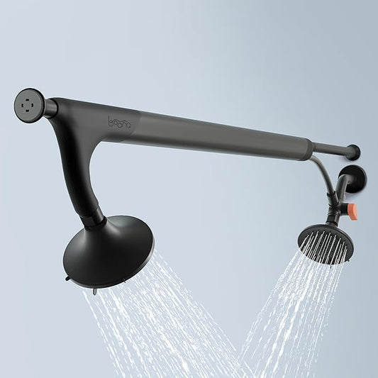 BOONA Original Tandem Shower as Seen on Shark Tank | Dual Shower Head for Couples | Spa-Like Water Pressure, Rainfall & Swedish Massage Settings | Easy Install, Midnight Black