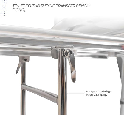 Eagle Health Supplies Toilet-to-Tub Transfer Bench with Cut Out Seat, FSA/HSA Eligible Sliding Shower Chair for Elderly and Disabled, Height Adjustable Shower Seats for Adults Inside Shower, 77963