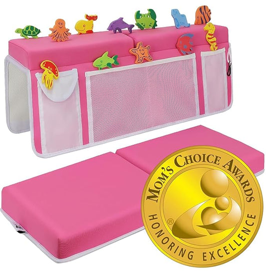 Supa Ant Baby Bath Kneeler and Elbow Rest Pad –Mom’s Choice Award Winner –US-Designed Extra Thick Bathtub Kneeling Pad with 8 Suction Cups, 5-Pocket Organizer, Non-Slip, Cushioned, Durable (Pink)