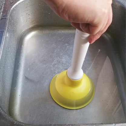 Coralpearl Drain Plunger, Small Hand Force Plumber Helper, Little 4 inch Cup Clog Remover, Tiny Rubber Unclogger in 9" Short Handle for Kitchen Sink, Bathroom Toilet, Shower Bath Tub (Yellow)
