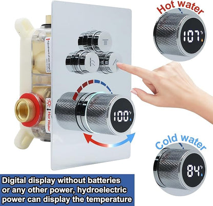 Shower System 12 Inches Rainfall Shower System Shower Head System for Bathroom 3 function shower system set Shower Faucet Rough-in Valve