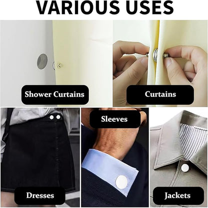 Curtain Magnets, Kaluofan 20Pairs Curtain Magnets Closure with 20Pairs Self-Adhesive Patch, Magnetic Curtain Clips Prevent Light Leaking, Keep Curtain Closed for Home Bedroom Bathroom Office Draperies