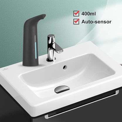 Automatic Soap Dispenser Touchless, TUMAN Pro Battery Operated Electric 14oz/400ml Liquid Hand Soap Dispenser with Motion Sensor, Suitable for Kitchen Bathroom Hotel, IPX6 Waterproof(Black)…