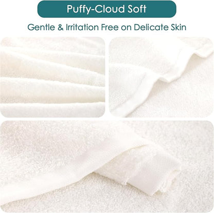 JEFFSUN Face Towels 6 Pack, 13x13 inch Extra Large White Wash Cloths on Sensitive Skin, Super Soft and Skin Friendly Bath Washcloths for Face and Body, Easy to Clean Quick Dry Facial Cleansing Cloths