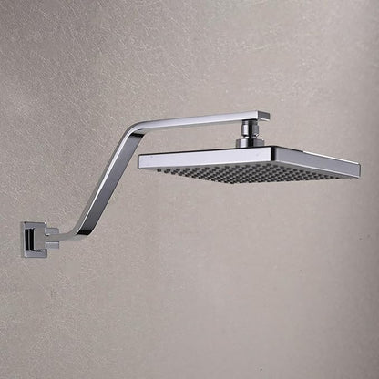 16 Inch S Shape Chrome Shower Head Arm, Square Wall Mounted Shower Arm and Flange Included