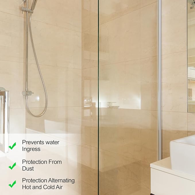 2 Pcs 3/8'' x 73'' Long Clear Vinyl L-Type Seal Strip with Pre-Applied Self Adhesive Threshold Water Dam Barrier Bathroom Glass Shower Door Seal Strip for Gap Frameless Shower Door