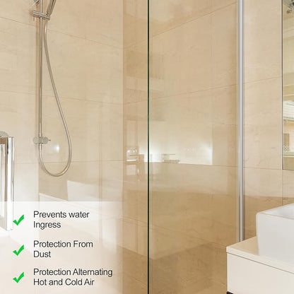 2 Pcs 3/8'' x 73'' Long Clear Vinyl L-Type Seal Strip with Pre-Applied Self Adhesive Threshold Water Dam Barrier Bathroom Glass Shower Door Seal Strip for Gap Frameless Shower Door