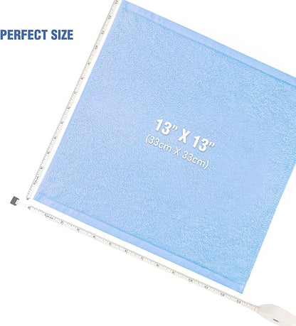 Washcloths 12 Pack 13"x13"- Extra Absorbent, Soft Multipurpose Wash Clothes and Face Towel (Blue)