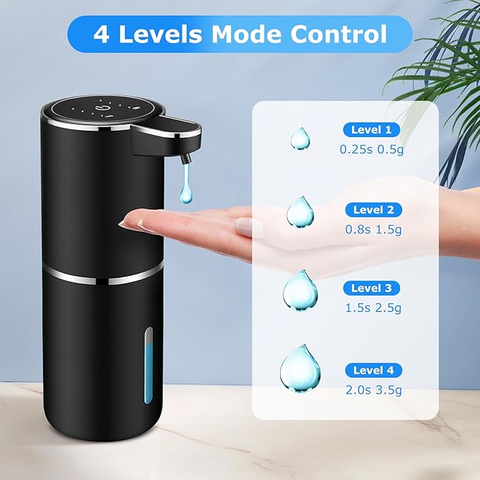 Automatic Soap Dispenser,Automatic Liquid Soap Dispenser Touchless,12.8oz/380ml USB Rechargeabled Wall Mounted Smart Soap Dispensers for Bathroom Kitchen Dish Soap(Black)
