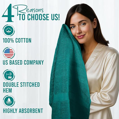RIVERSIDE 100% Ring Spun Cotton Large Bath Towels Set of 4, 27 x 54 Inches – Quick Dry, Soft & Highly Absorbent Towels for Shower & Bathroom – Luxury 600 GSM Towels for Home, Spa, Gym, Hotel, Teal