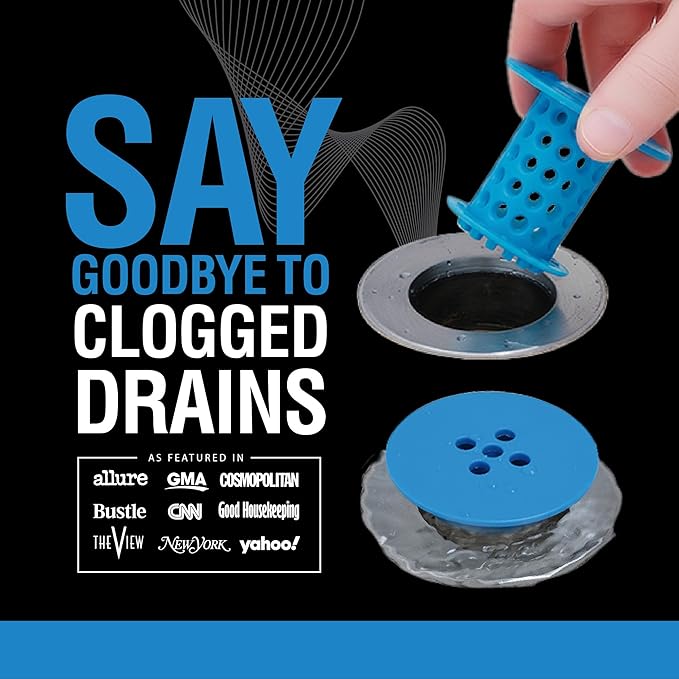 TubShroom Tub Drain Hair Catcher Strainer, Blue – Drain Protector and Hair Catcher for Bathroom Drains, Fits 1.5” – 1.75” Bathtub and Shower Tub Drains