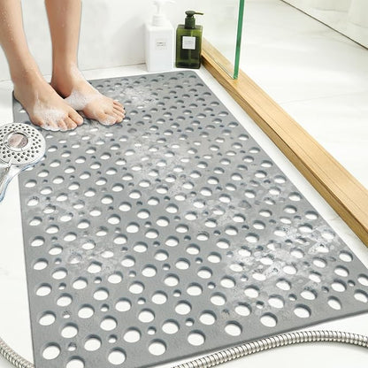Extra Large Non Slip Shower Mat for Inside Shower, 47x32 Inch Oversized Shower Stall Mat,Bath Mat for Shower with Big Suction Cups,Drain Holes,Two-Sided Anti-Slip