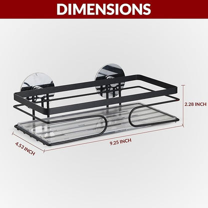 2-Pack Corner Shower Caddy – Rust-Resistant Wall-Mounted Bathroom Organizer with Included No-Drill Adhesives for Shampoo, Soap & Toiletries - Black (1-Layer, Rectangle)