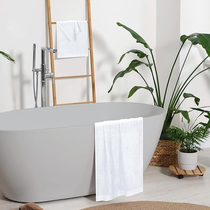 Ultra Soft 3 Pack Cotton Towel Set, Contains a Bath Towels 28x55 inch, a Hand Towels 16x24 inch & a Wash Coths 12x12 inch, Ideal Everyday use, Compact & Lightweight - White, Medium