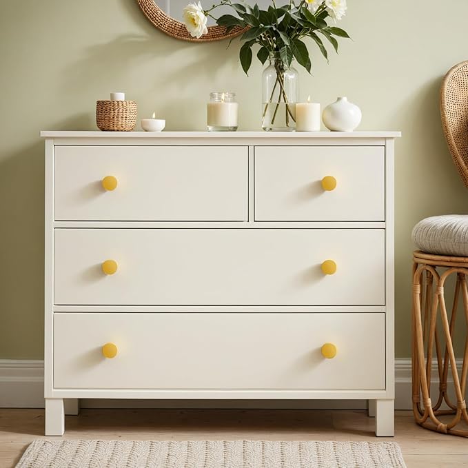 Ravinte 5 Pack Cabinet Knobs Earthy Yellow Kitchen Cabinet Knobs Round Dresser Drawer Pulls Closet Door Pulls 1-1/5 Inch