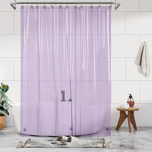 Barossa Design Extra Long Shower Curtain Liner with 3 Magnets - 72" x 84" XL, Waterproof PEVA Lightweight Shower Liner for Bathroom, PVC Free, Metal Grommets - Clear Lavender, 72x84